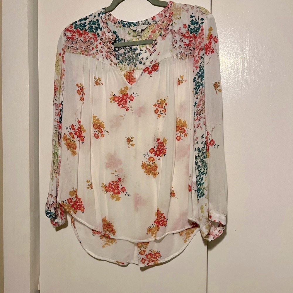 Lucky Brand White and Floral Top! Like New!